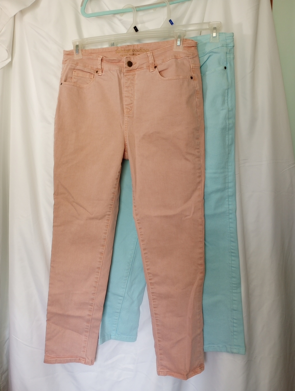 Soft Surroundings Denim Jeans Straight Leg Lot Of 2 Blue And Peach